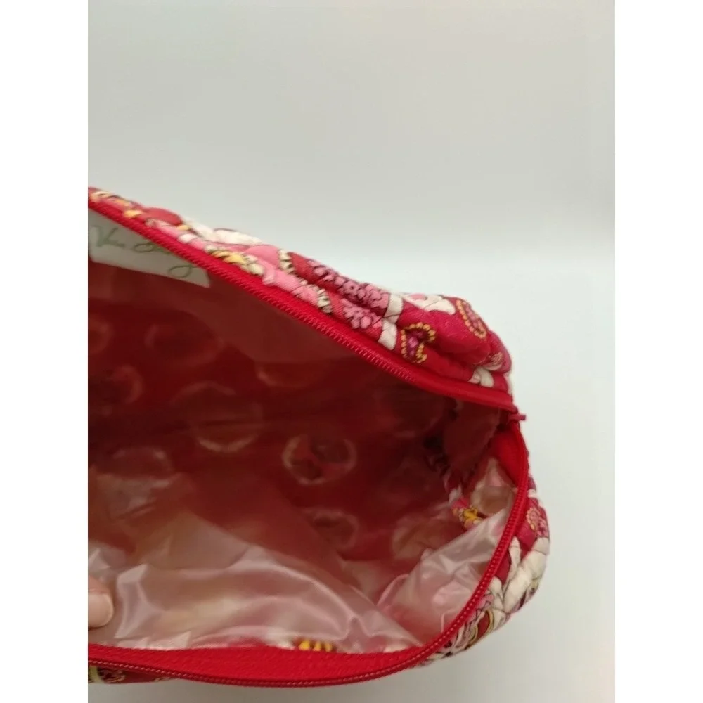 Vera Bradley Vinyl Lined 9x7 Cosmetic Bag Rosy Posies Makeup Travel
